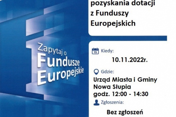 Bezpłatne konsultacje na temat możliwości pozyskania Funduszy Europejskich.