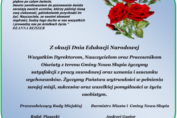 Życzenia z okazji Dnia Edukacji Narodowej