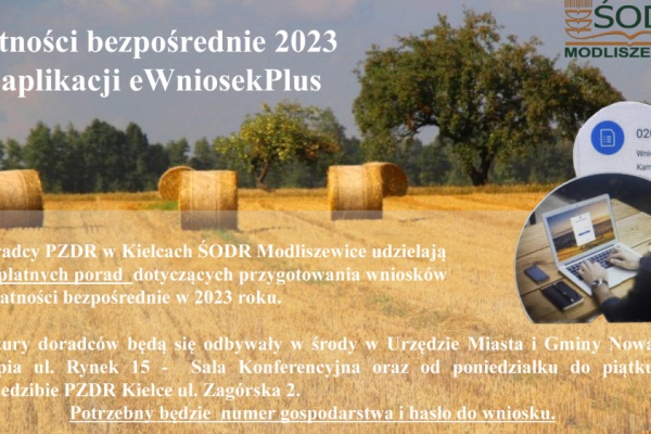 Płatności bezpośrednie. Dyżury doradców ŚODR - plakat