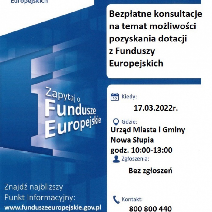 Konsultacje na temat pozyskiwania dotacji z funduszy europejskich.